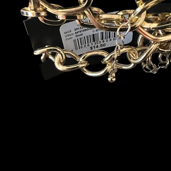 Ashley Stewart Trio Anklet Set  Gold-Tone Chains & Rhinestone Cross Festival - Picture 2 of 5